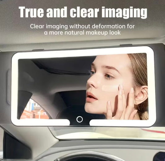 ￼Espelho De Carro Com 3 Modos De Luz E 60 LEDs Recarregável